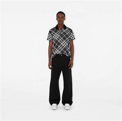 burberry polo slim fit|Check Stretch Cotton Blend Polo Shirt in Black/white .